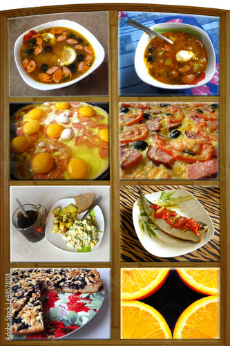 Collage from photos of various dishes