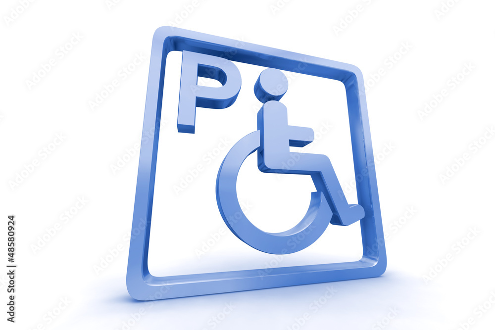 Isolated 3D Render of Handicap Parking Sign