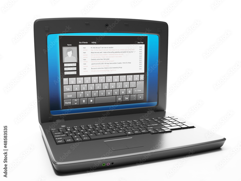 Social networking. Notebook open page of correspondence Social networking. Notebook open page of correspondence
