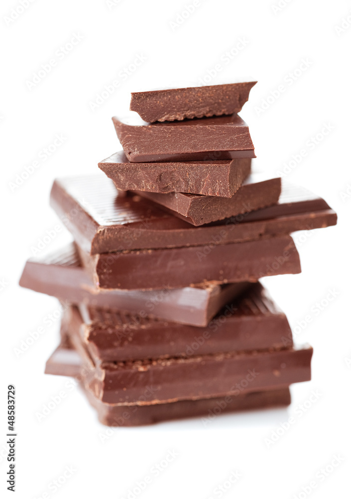 pieces of chocolate on white background pieces of chocolate on white background