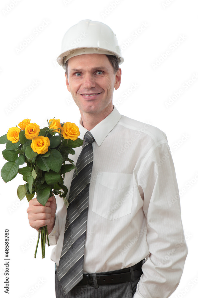 Engineer against white background Engineer against white background