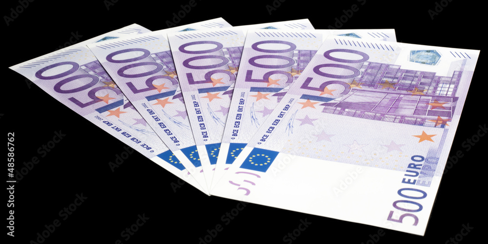 5 x 500 Euro bank notes 5 x 500 Euro bank notes