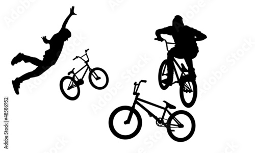 Fototapeta Naklejka Na Ścianę i Meble -  BMX Bike silhouettes, nothink, bunny hop