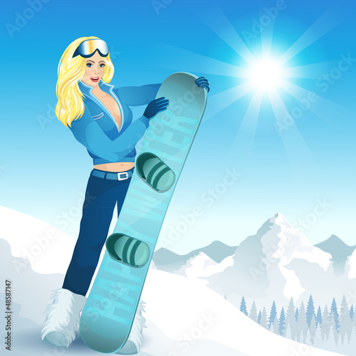 Girl with a snowboard