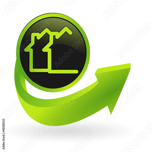 bouton maison flêche verte
