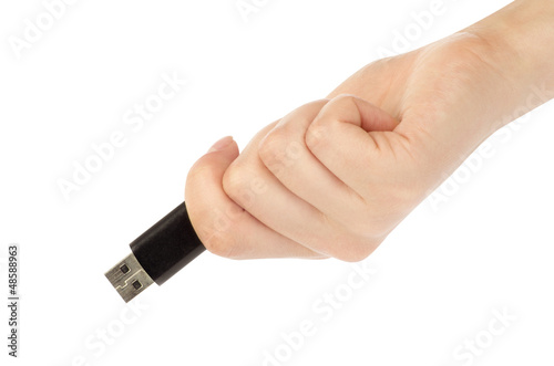 hand with an USB flash