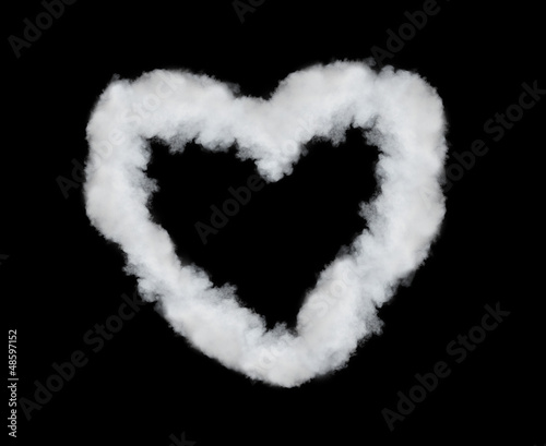 heart shaped smoke isolated on black