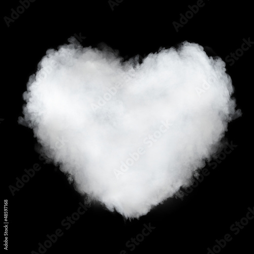 heart shaped cloud isolated on black