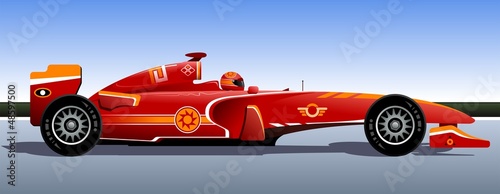 Racing bolide. The original race car. Red car.