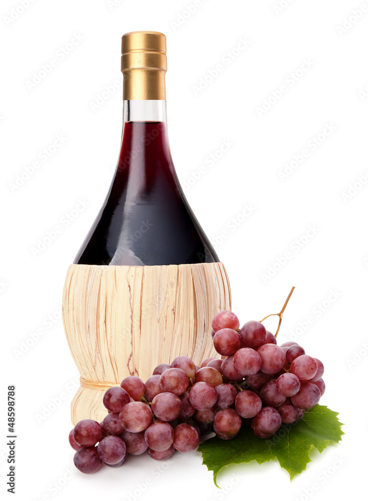 red wine bottle and grape