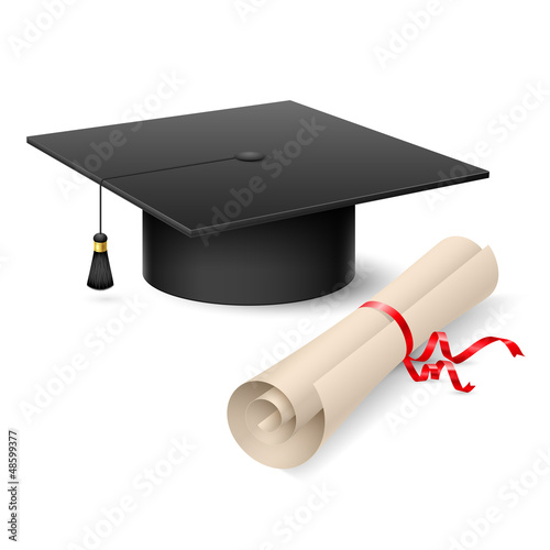Graduation cap and diploma
