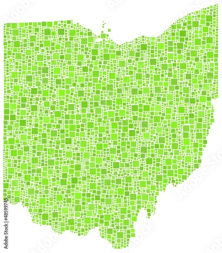 Map of Ohio - USA - in a mosaic of green squares