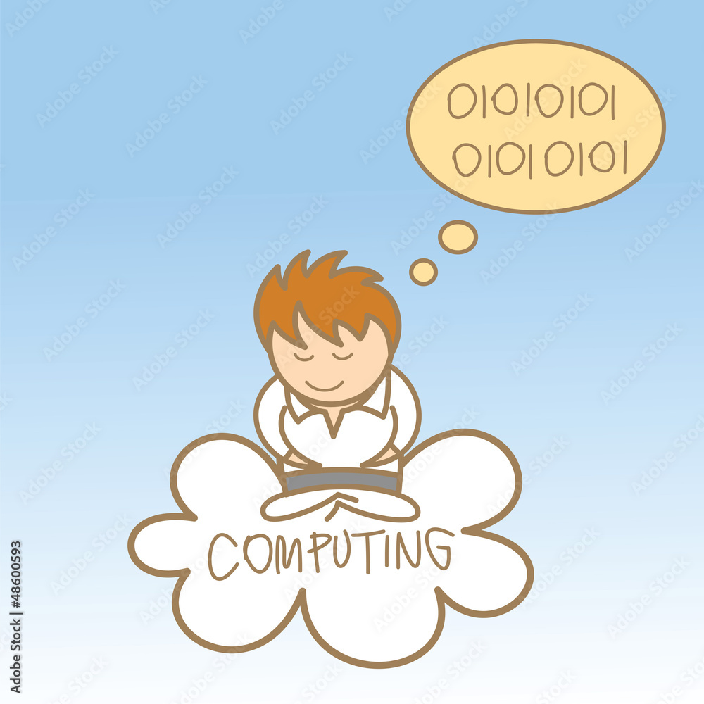 cartoon character of man sit on cloud computing cartoon character of man sit on cloud computing