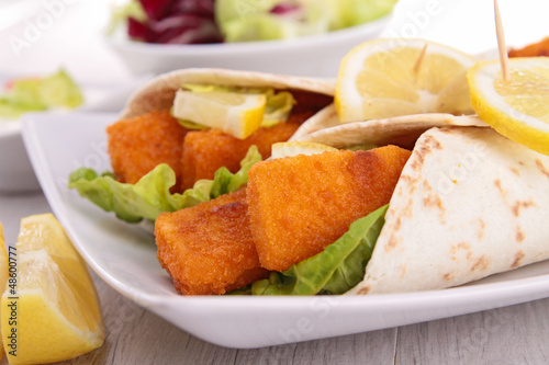 fajitas with fishsticks and salad