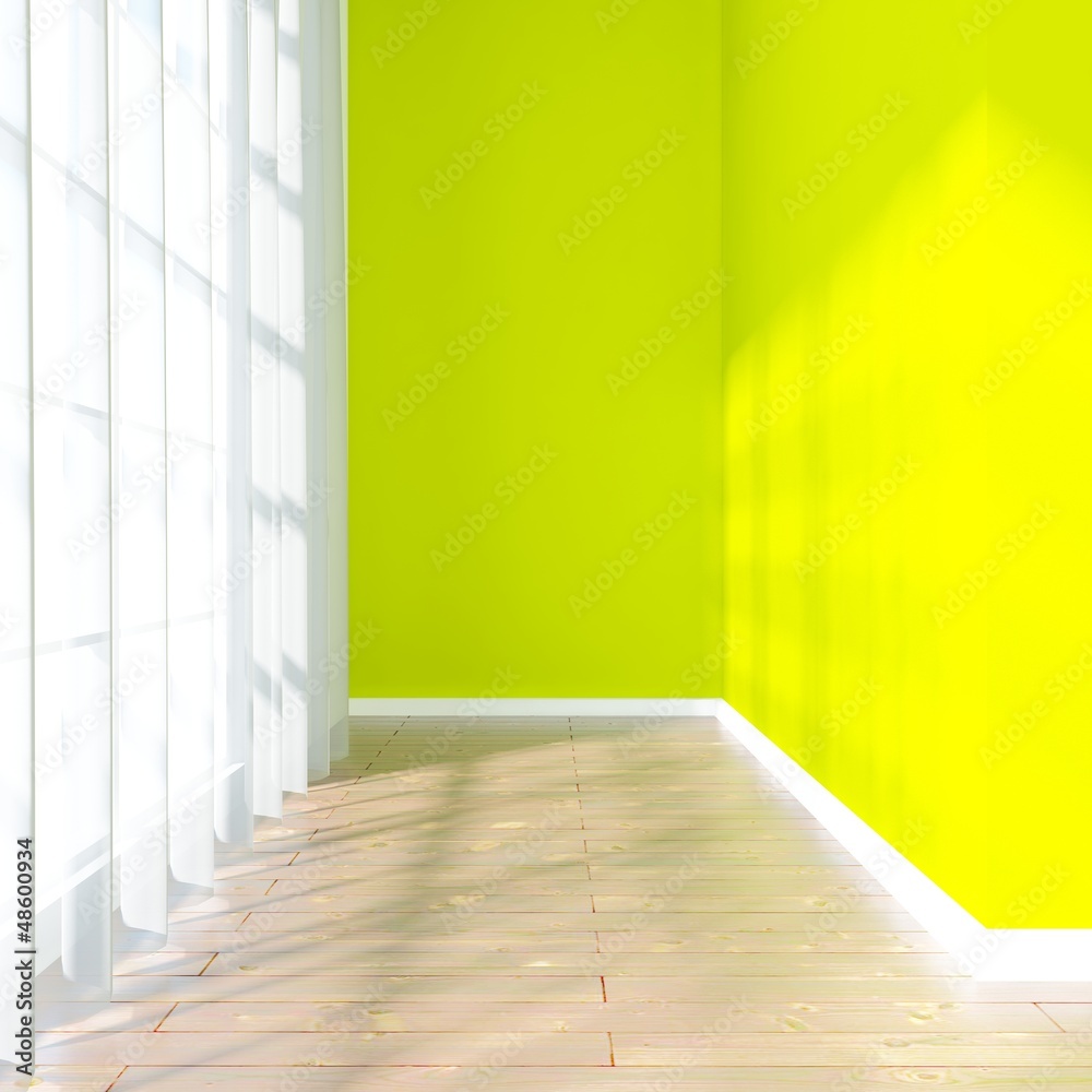 green empty interior with curtain green empty interior with curtain