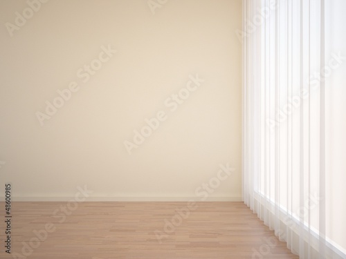 empty interior with curtain