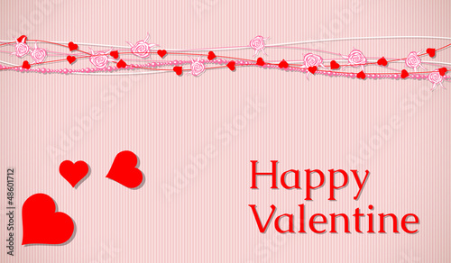 valentine card with  abstract hearts and roses