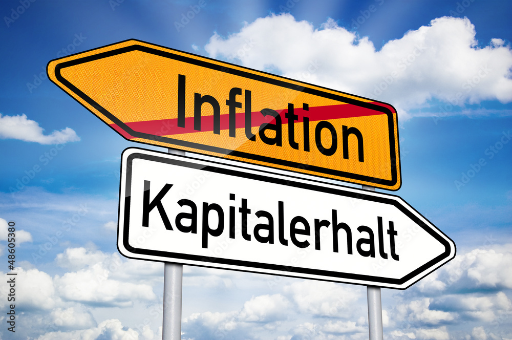 Wegweiser mit Inflation und Kapitalerhalt Wegweiser mit Inflation und Kapitalerhalt