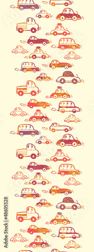 Vector vibrant cars vertical seamless pattern background