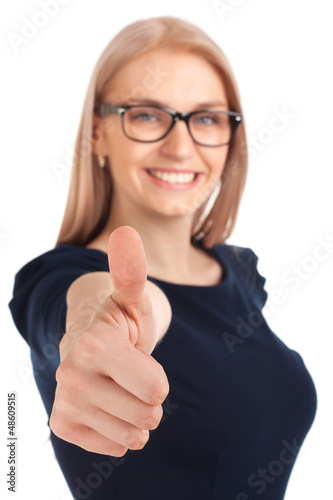 Beautiful girl with thumbs up