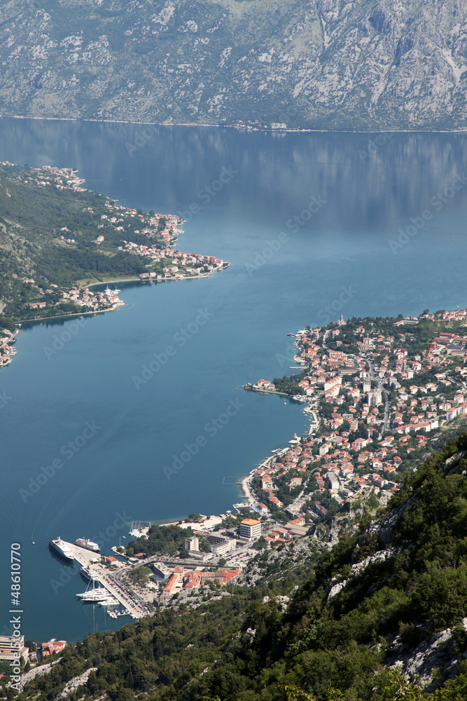 Bay of Kotor and historic town of Kotor, Montenegro