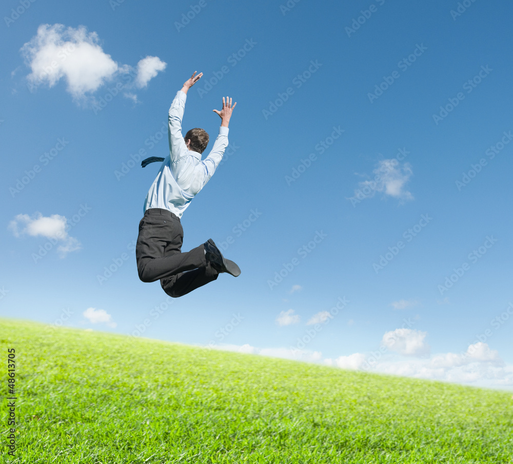 man jumping on meadow man jumping on meadow