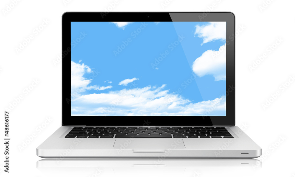 Laptop with blue sky Laptop with blue sky