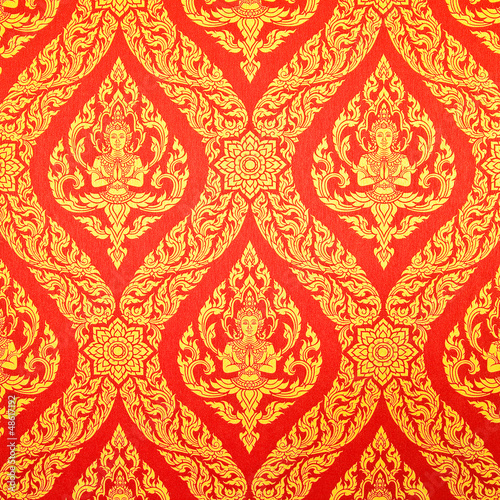 Traditional Thai style painting art in Thai temple,Thailand photo