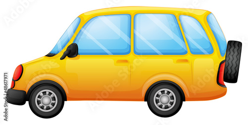 A yellow van