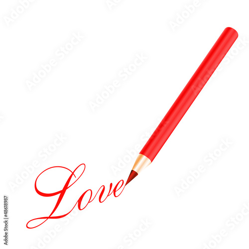 Red pencil and red love letter
