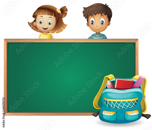 Kids and a green board