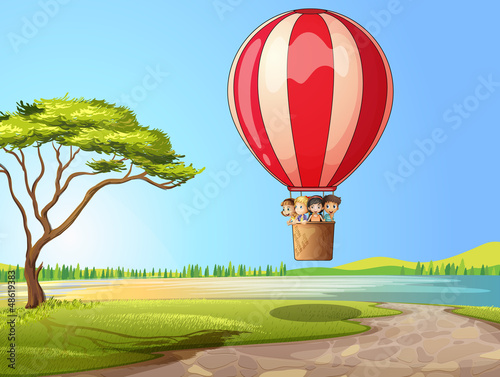 Kids in a air balloon