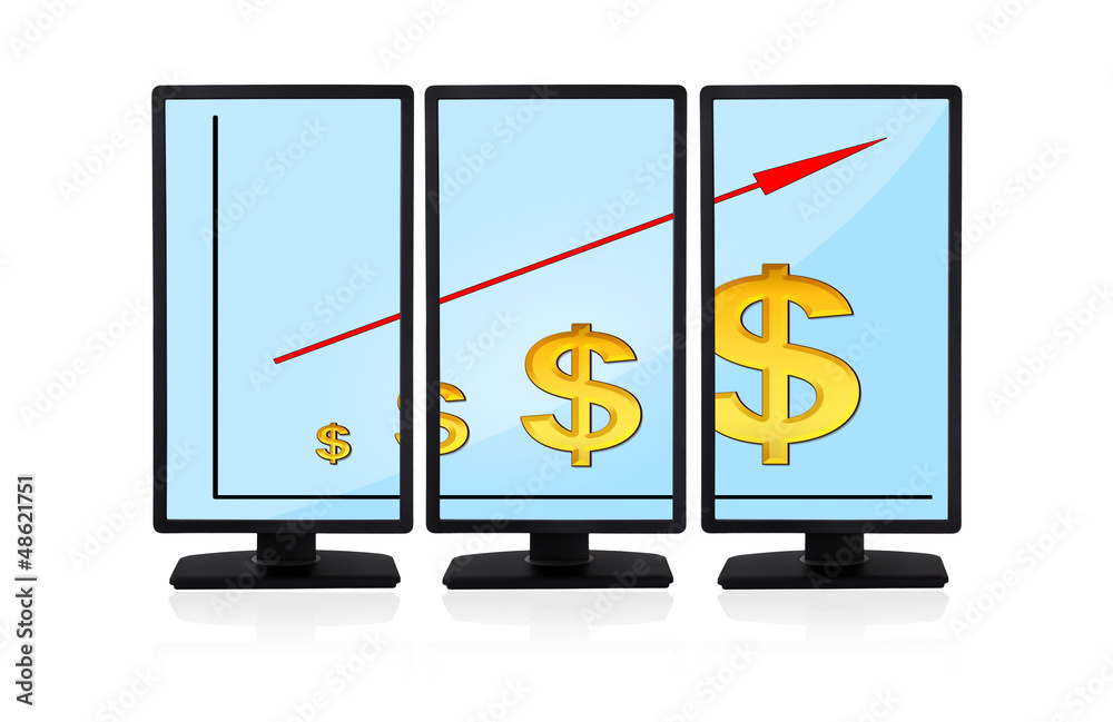 dollars chart on screen