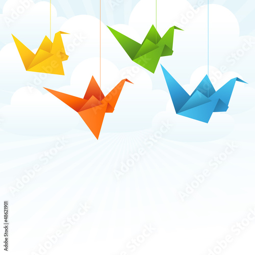 Free Download Origami paper birds flight abstract background. - GFXLoad