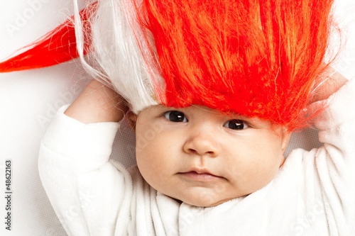 Baby supporter wearing patriotic wig