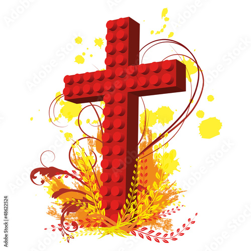 Floral Kreuz Kleckse