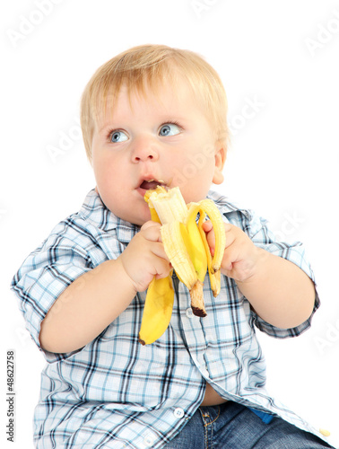 Little boy with banana, iso...