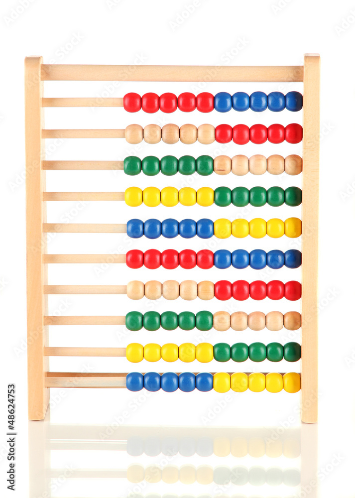 Bright wooden toy abacus, isolated on white Bright wooden toy abacus, isolated on white