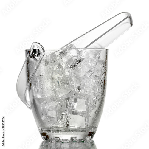 Glass ice bucket isolated on white