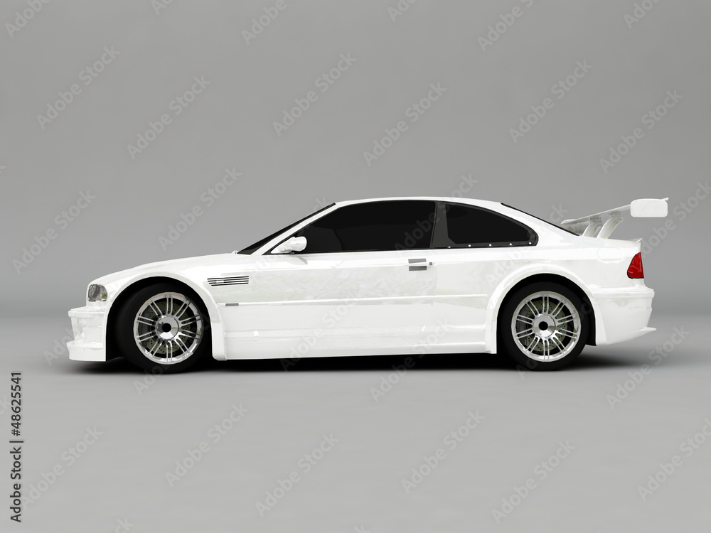 Obraz premium 3D Sportcar isolated on gray background