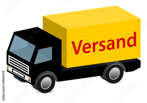 LKW, Laster – 3D Versand Icon Symbol, gelb