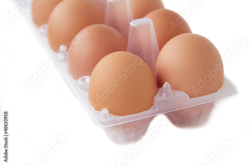 Chicken eggs in a plastic bag