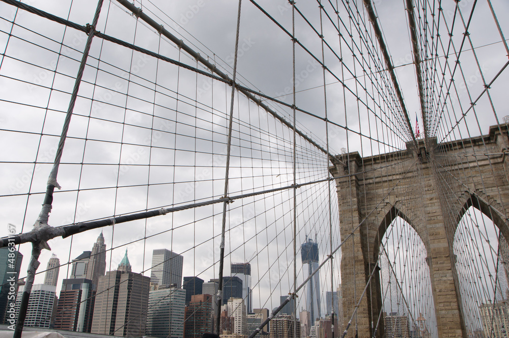 Obraz premium Brookly Bridge - Blick Manhatten