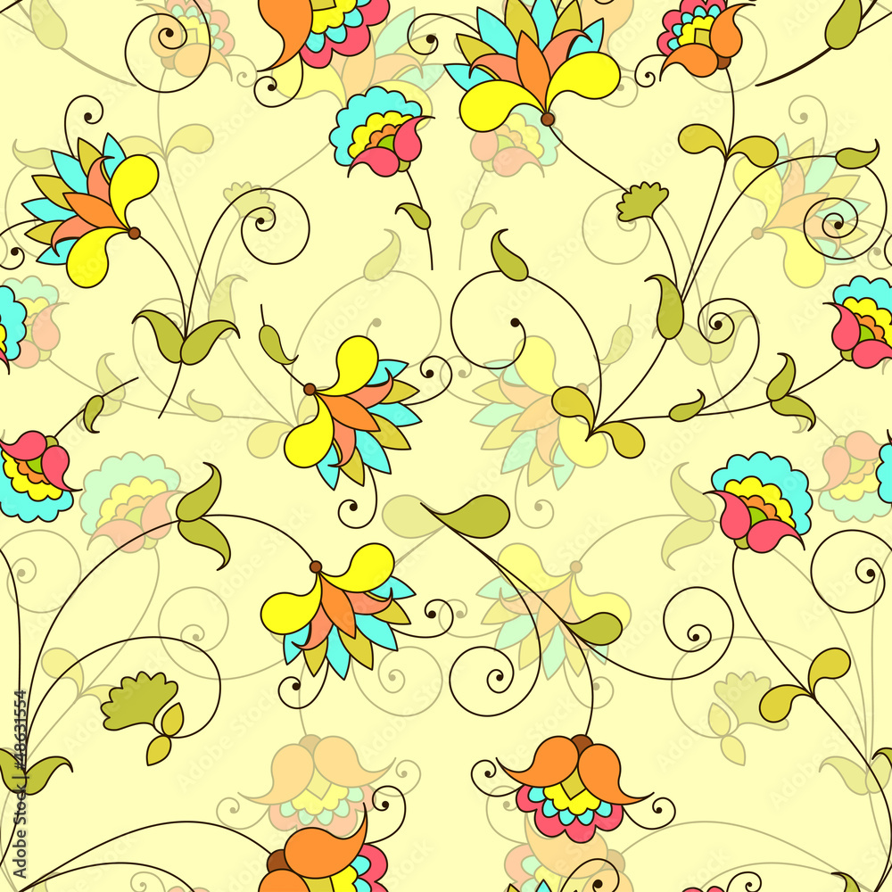 Fototapeta premium Vector seamless floral pattern