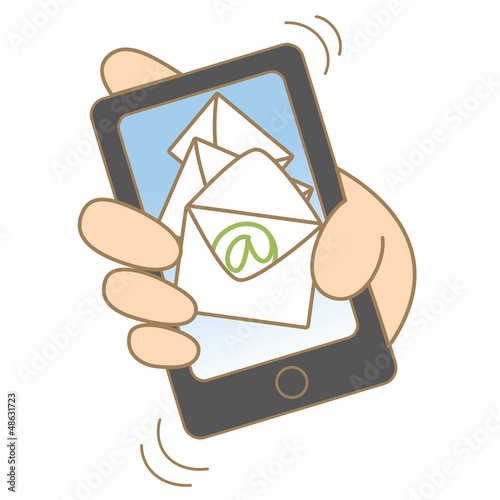 cartoon drawing of mobile mailing concept