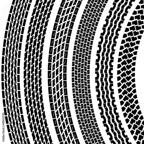 Set of detailed tire prints, vector illustration