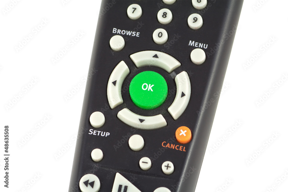Remote Control with white keys isolated closeup Remote Control with white keys isolated closeup