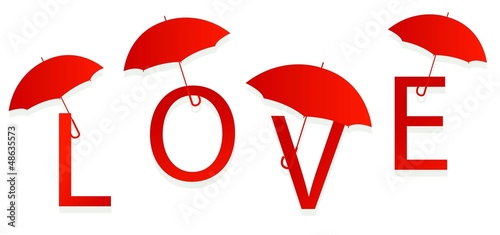 Red love umbrella concept background vector