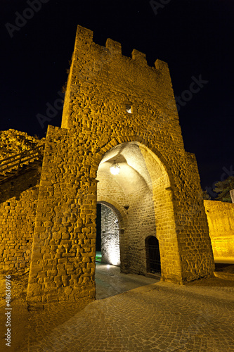 San Ginesio: la Porta Picena di notte photo