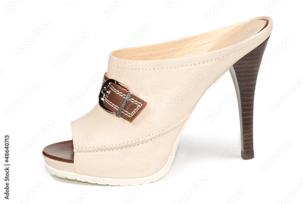 Fototapeta premium Cream open back textile ladies platform shoe